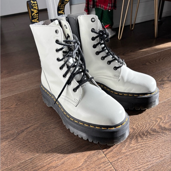 Dr. Martens White Combat Boots with Black Laces - Picture 2 of 2